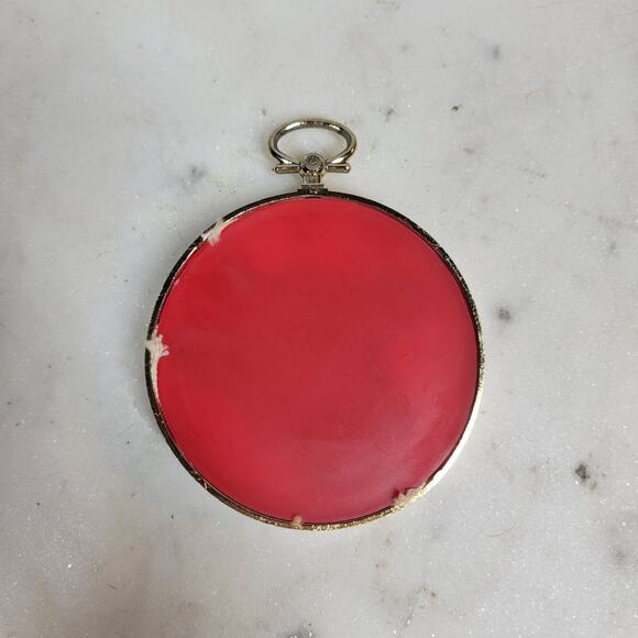 Christmas Wreath Cross Stitch Ornament Tin Punch Handmade Holiday Embroidery - Picture 2 of 13